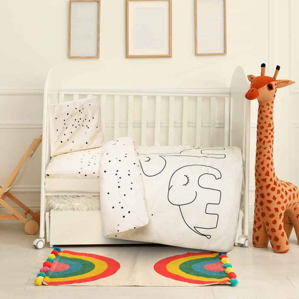 سرویس ملحفه نوزاد 3 تکه لایکو مدل فیل و زرافه