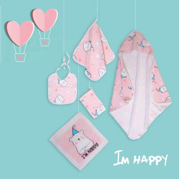 سرویس حوله نوزادی دورپیچ 6 تکه مدل خرسی