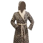 حوله پالتویی پودایران مدل مخمل پلنگی نسکافه ای