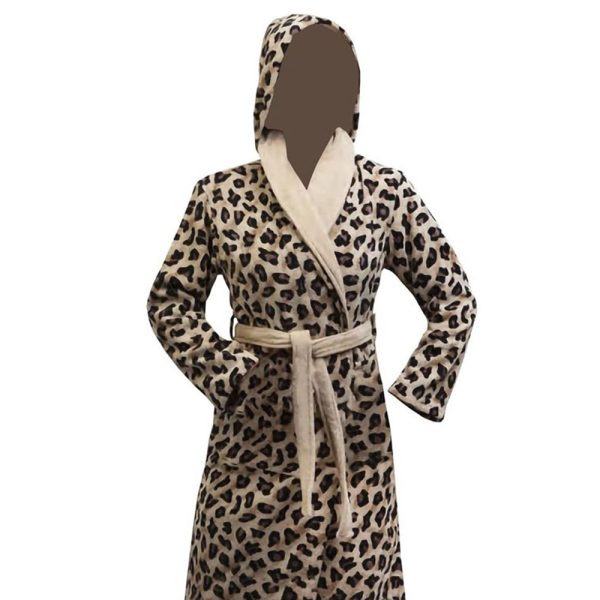 حوله پالتویی پودایران مدل مخمل پلنگی نسکافه ای