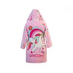 حوله پالتویی مخمل بچگانه پودایران مدل تک شاخ صورتی