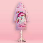 حوله پالتویی مخمل بچگانه پودایران مدل تک شاخ صورتی