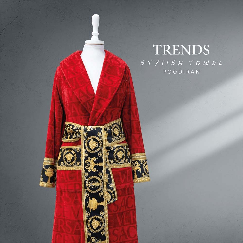 حوله پالتویی پودایران مدل مخمل ورساچه قرمز