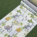 پارچه ملحفه ای عرض 240 مدل دایناسور سبز