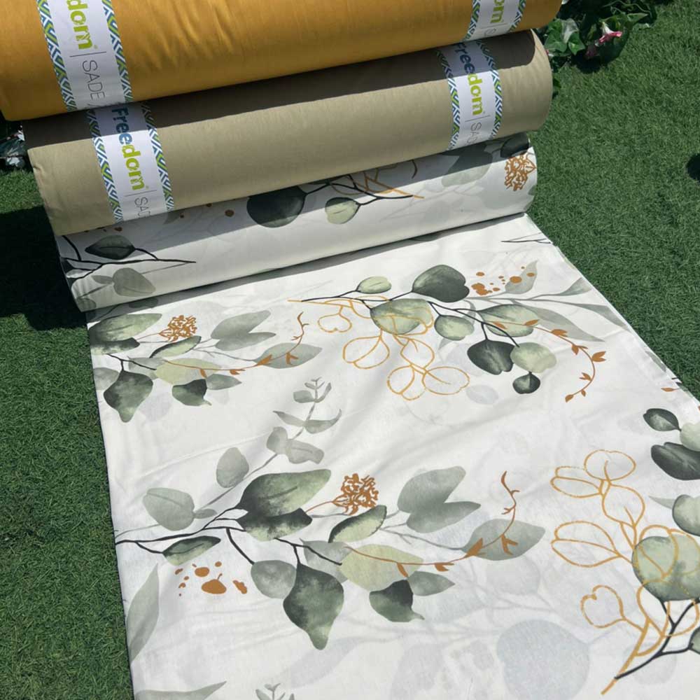 GREENCREAMPETAL پارچه ملحفه ای عرض 240 مدل گلبرگ سبز کرم