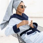 حوله پالتویی دوطرف لوپ دورنگ آبی روشن - Image 2