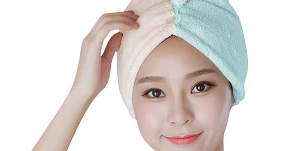 مزایای کلاه حمام حوله ای به رنگ آبی و کرمی