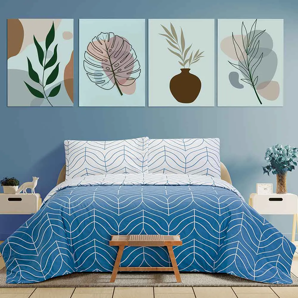 کاور لحاف با رویه بالش دو نفره پرنیان آبی