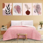 کاور لحاف با رویه بالش دو نفره پرنیان صورتی