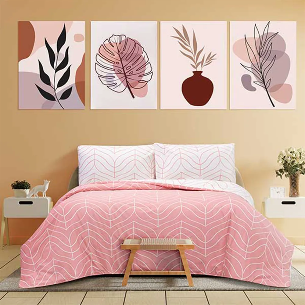 کاور لحاف با رویه بالش دو نفره پرنیان صورتی